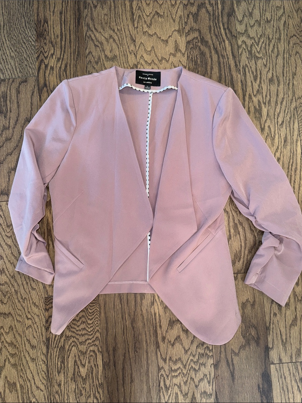 Haute Monde Blush Draped Open-Front Blazer